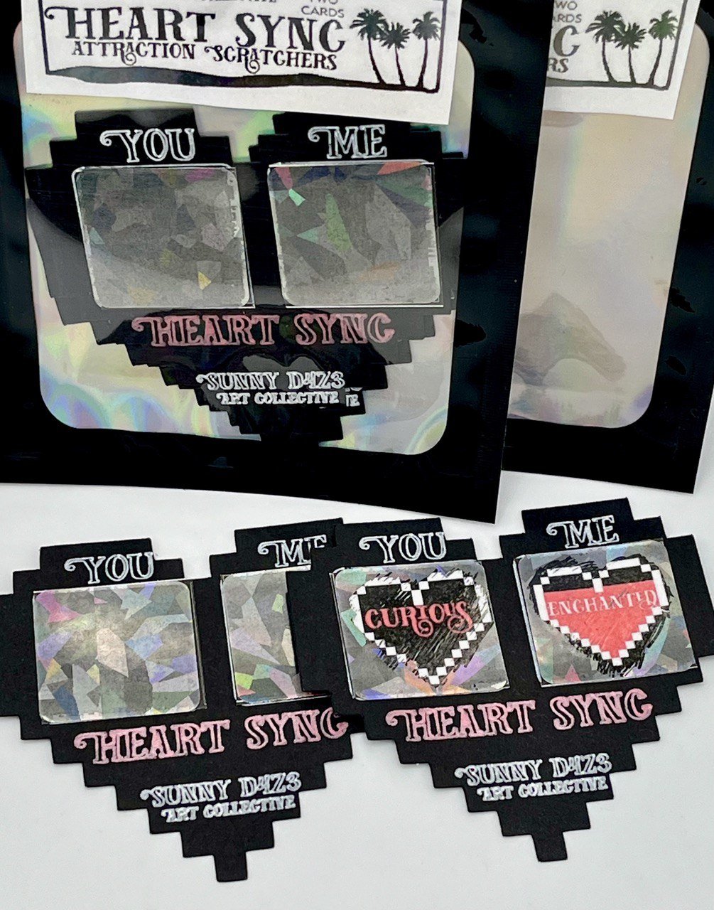 scratchers - heart sync attraction scratch off - 2 card pack - sunny d4z3 art collective
