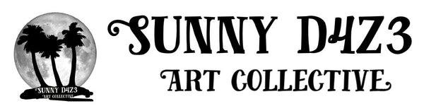 sunny d4z3 art collective logo, moon with three palms