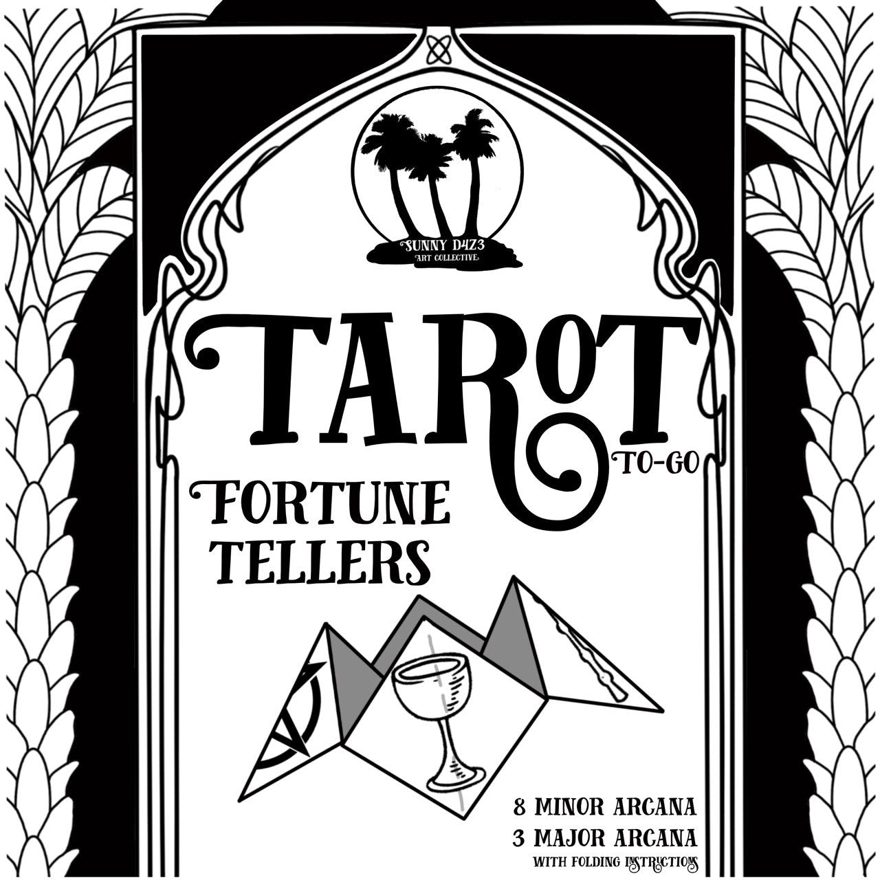 front cover of a pack of eleven tarot themed origami paper sheets
